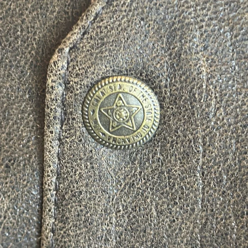 Men's Vintage T4 West Brown John Vest Genuine Leather Snap Closure Size S NWT